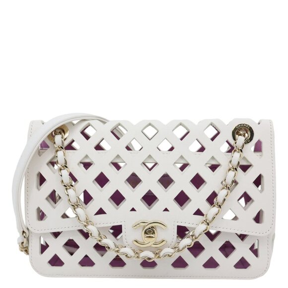 CHANEL Handbags - Chanel  See Through Flap Small Lambskin Leather Shoulder Bag White